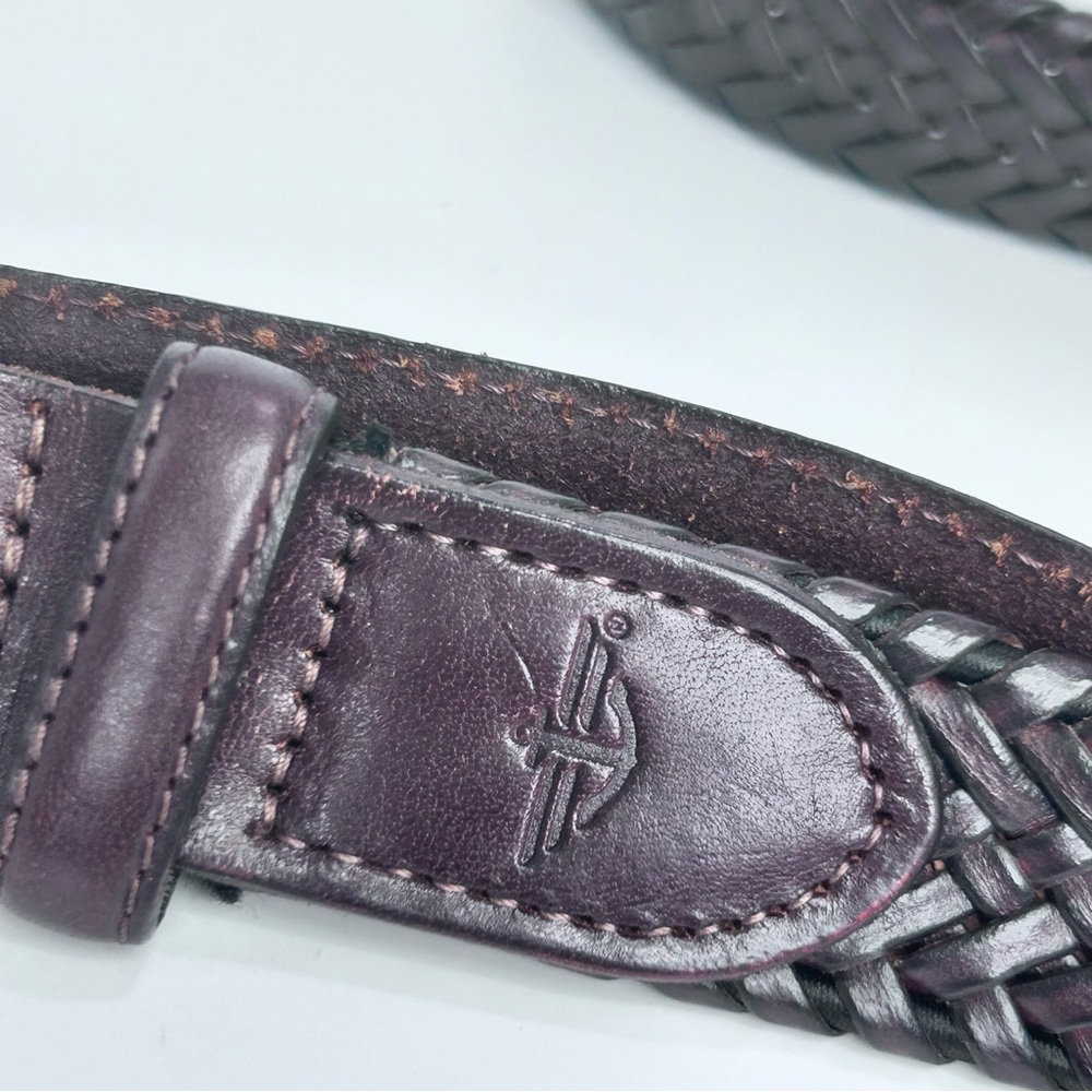 DOCKERS Men’s Braided Genuine Leather Belt Dark Brown Silver Buckle Size 40/100 - Picture 5 of 12